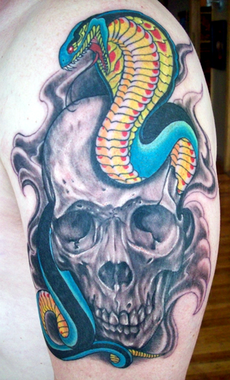 Tattoos - Julio Rodriguez - skull and snake