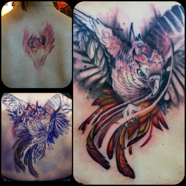 color phoenix coverup tattoo Maximilian Tattoo