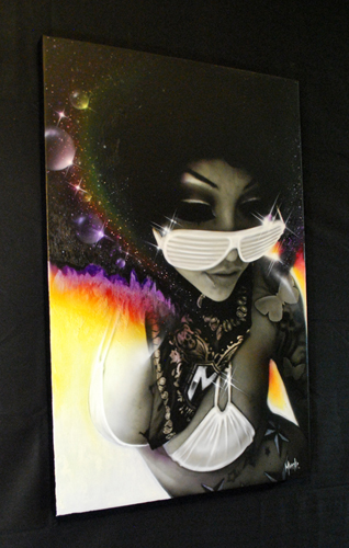 Space Camp original art Muecke acylic paint texture airbrush canvas 