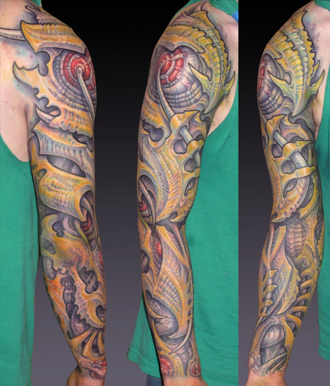 bio coverup sleeve tattoo This client had the additional challenge of being