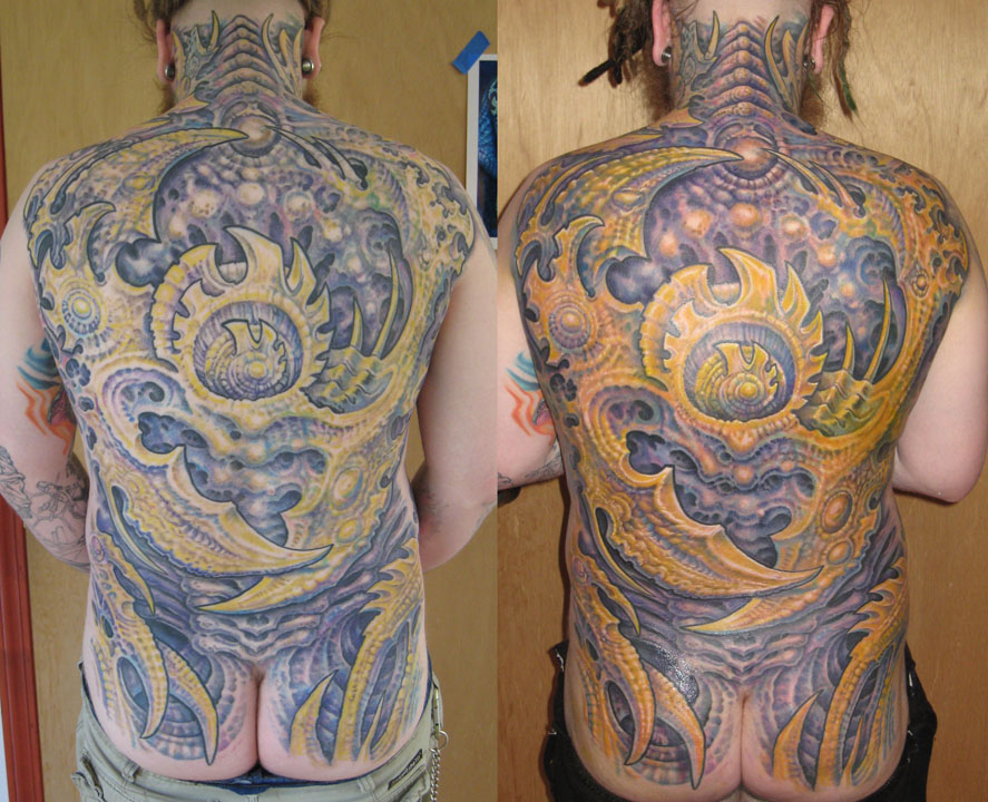 Guy Aitchison Don MacDonald Collaborative back piece tattoo Guy Aitchison Don MacDonald Collaborative back piece tattoo