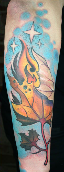 color leaf tattoo