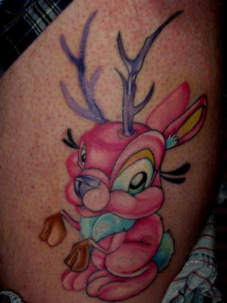 Pink bunny rabbit tattoo