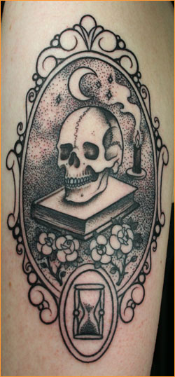 skull book tattoo