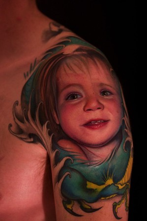 Tattoos - Jeff Gogue - Portrait / Dragon sleeve and backpiece