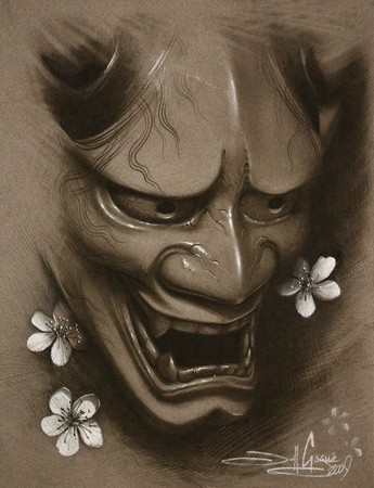 Art Galleries - Jeff Gogue - Hannya & Cherry Blossoms