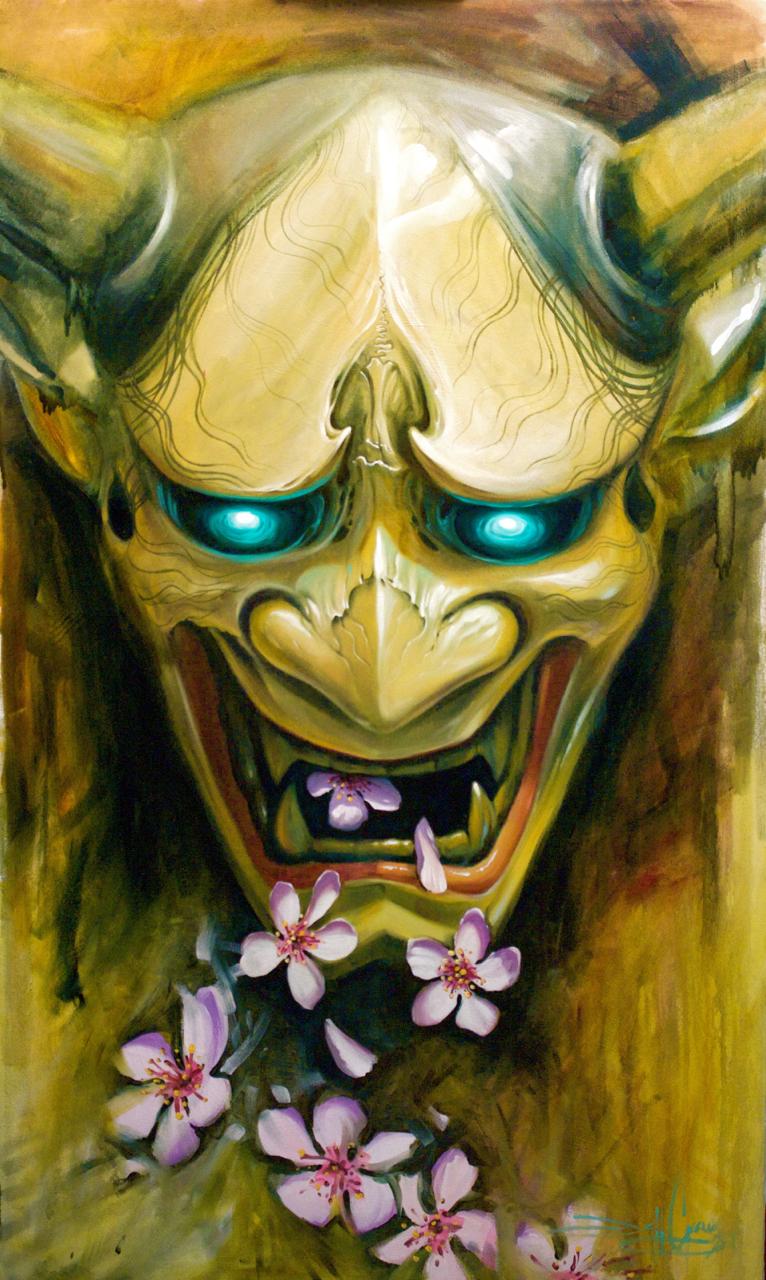 Cherry blossom Hannya Tattoo Design Thumbnail