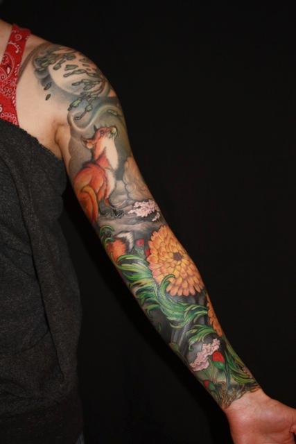 Tattoos - Fox and Flowers sleeve - 91523