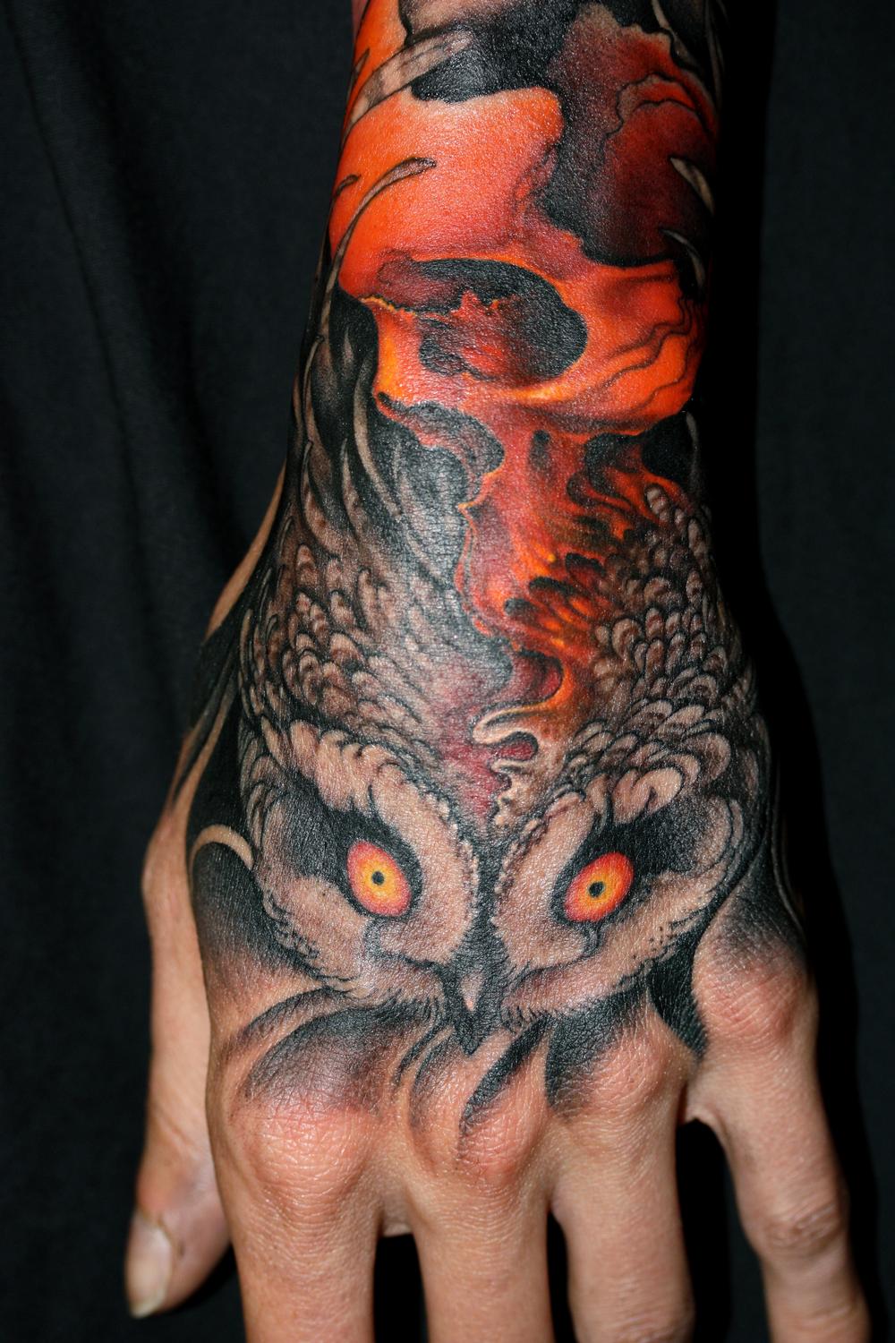 Tattoos - skull, owl - 55339