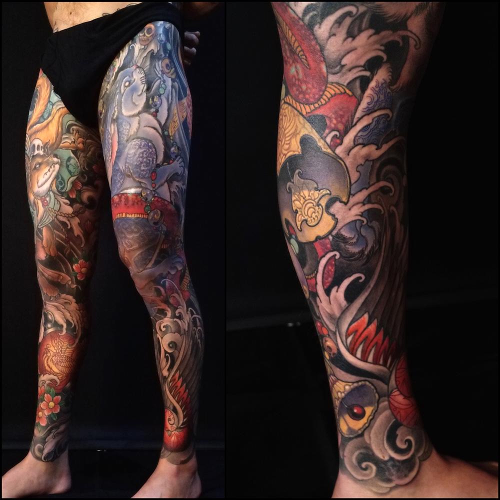 Tattoos - blue rabbit, snake and bells - 115464