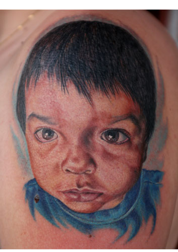 baby tattoos. Baby Portrait Tattoo