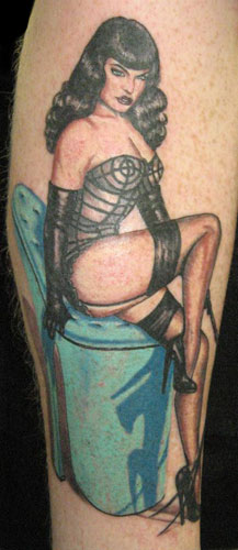 Jesso - Betty Page on shoe pin up tattoo