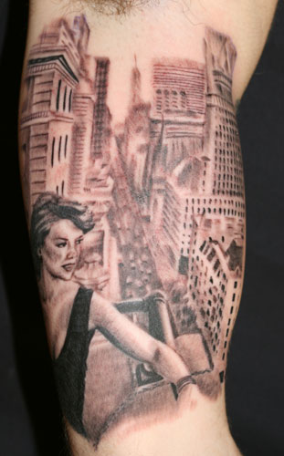 tattoo pin up. City girl pin up tattoo