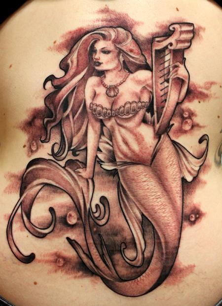 Tattoos - harp mermaid - 58975