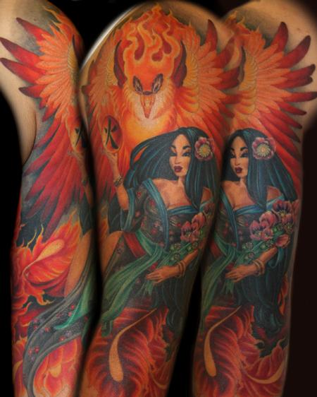 Tattoos - phoenix geisha - 58976