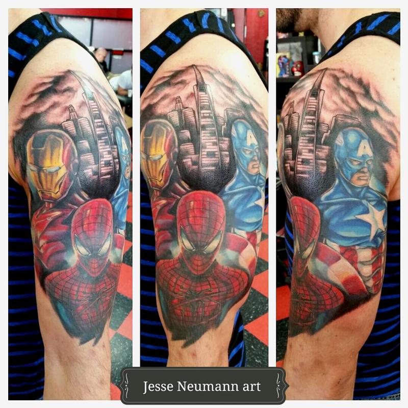 Avengers half sleeve tattoo — photo 2