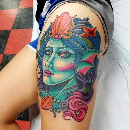 Jesse Neumann - Mermaid portrait tattoo