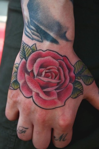 tattoos on hand flowers. Difa - Rose Hand Tattoo