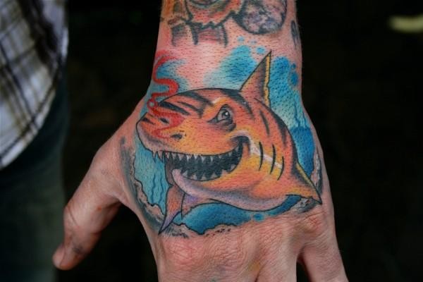 shark hand tattoo