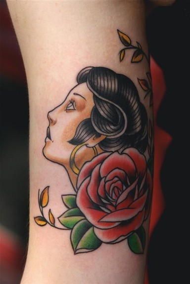 Looking for unique Difa Tattoos Traditional girl Tattoo
