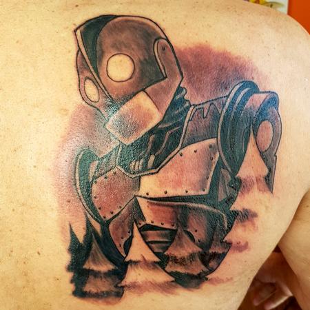 Steve Malley - Iron Giant Black and Grey Tattoo