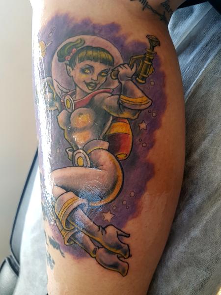 Steve Malley - Retro Space Girl Color Pinup Tattoo