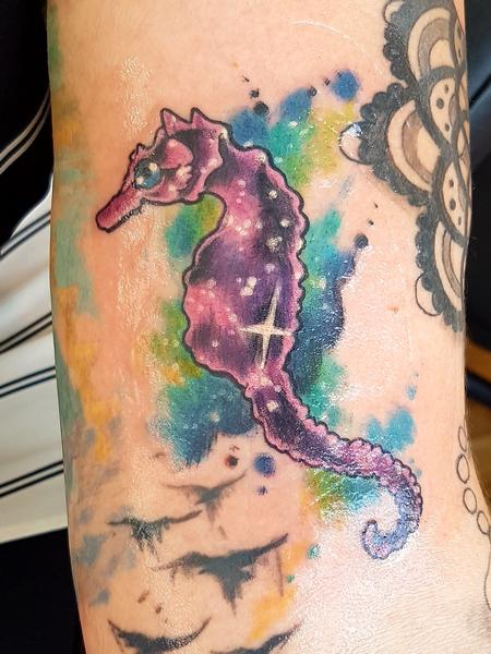 Steve Malley - Watercolor Seahorse Feminine Color Tattoo