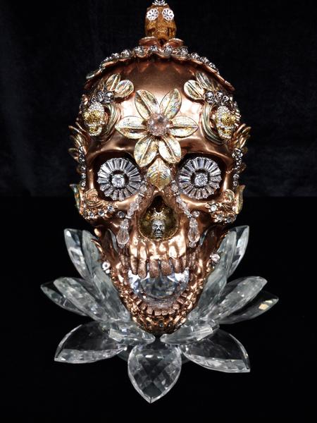 Tattoos - Bronze & Crystal Skull - 114585