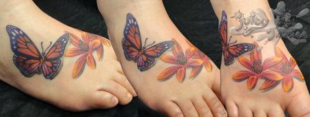Tattoos - Butterfly and Flowers - 100751