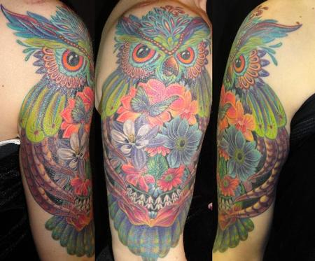 Tattoos - Colorful Owl - 112209