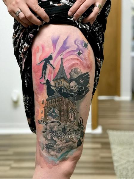 Peter Pan, thigh, mystical Tattoo Design Thumbnail