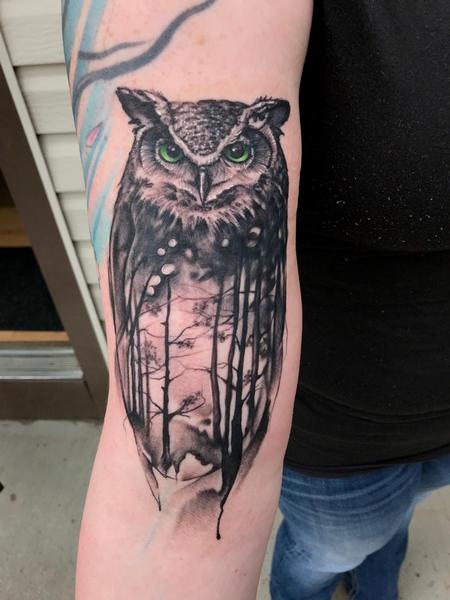 Owl, Forrest Tattoo Design Thumbnail