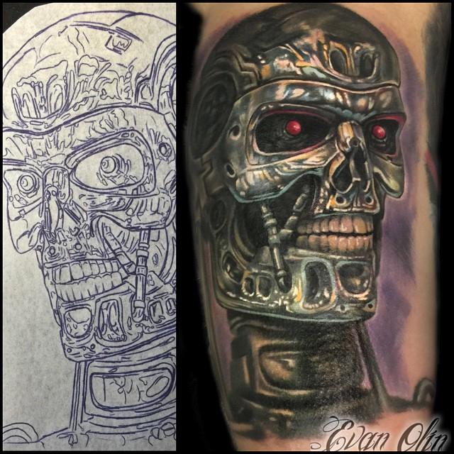 terminator tattoo and stencil by evan olin tattoonow terminator tattoo and stencil by evan olin tattoonow