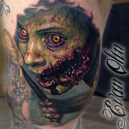 Evan Olin - Full color realistic Deadite girl from Evil Dead remake movie tattoo