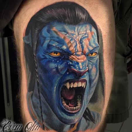 Evan Olin - Full color realistic Avatar tattoo