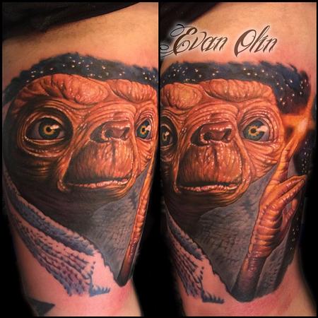 Evan Olin - color realistic E.T. tattoo