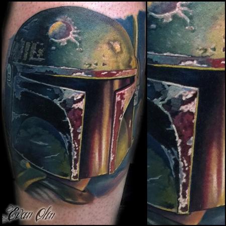 Evan Olin - color realistic Boba Fett tattoo