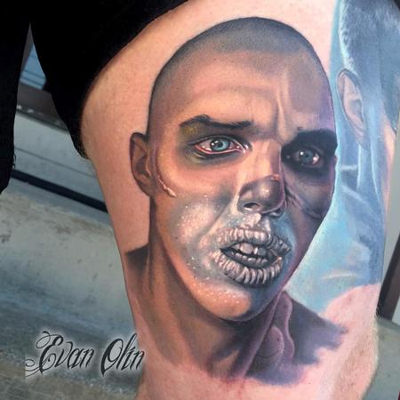 Evan Olin - Color, realistic portrait of Nux from the new Mad Max film