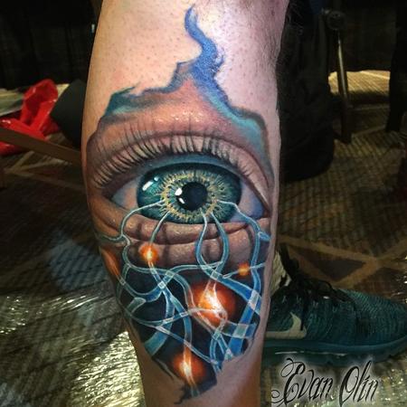 Evan Olin - Color, realistic Autism inspired eye tattoo