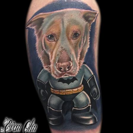 Evan Olin - Lego Bat Dog tattoo