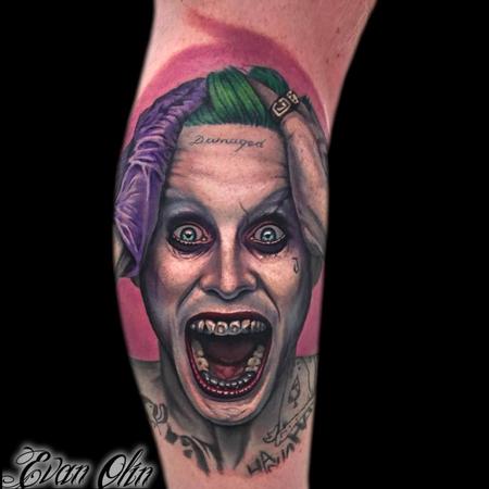 Evan Olin - Jared Leto Joker portrait tattoo