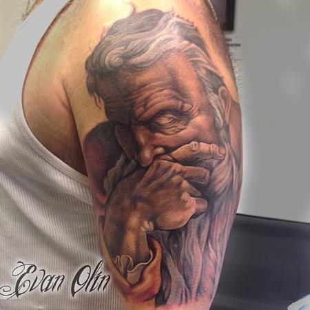 Evan Olin - Reproduction of one of Michelangelos Sistine Chapel images tattoo