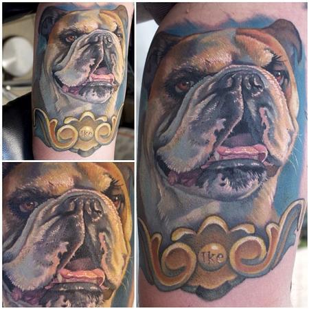Evan Olin - Full color realistic English Bulldog tattoo