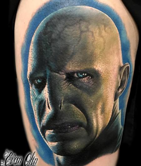 Evan Olin - Voldemort from Harry Potter portrait tattoo