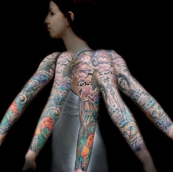 tim burton tattoos. Tim Burton movie sleeve tattoo