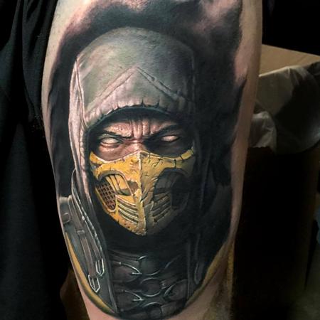 Evan Olin - Scorpion from Mortal Kombat portrait tattoo