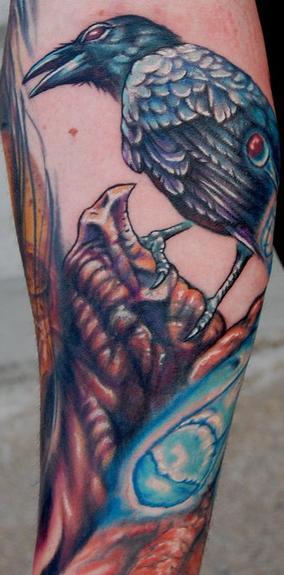 Evan Olin Realistic crow tattoo