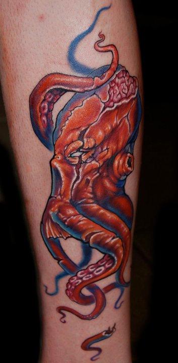 Evan Olin - Freehand, custom zombie-ish octopus tattoo