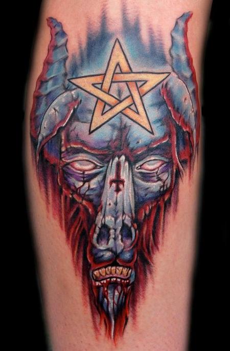 Evan Olin - Custom evil baphomet tattoo
