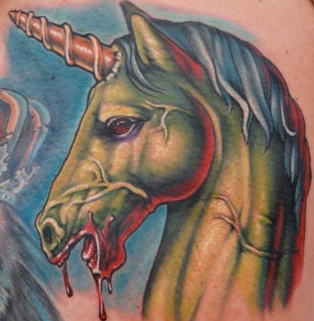 Evan Olin - Custom zombie unicorn tattoo